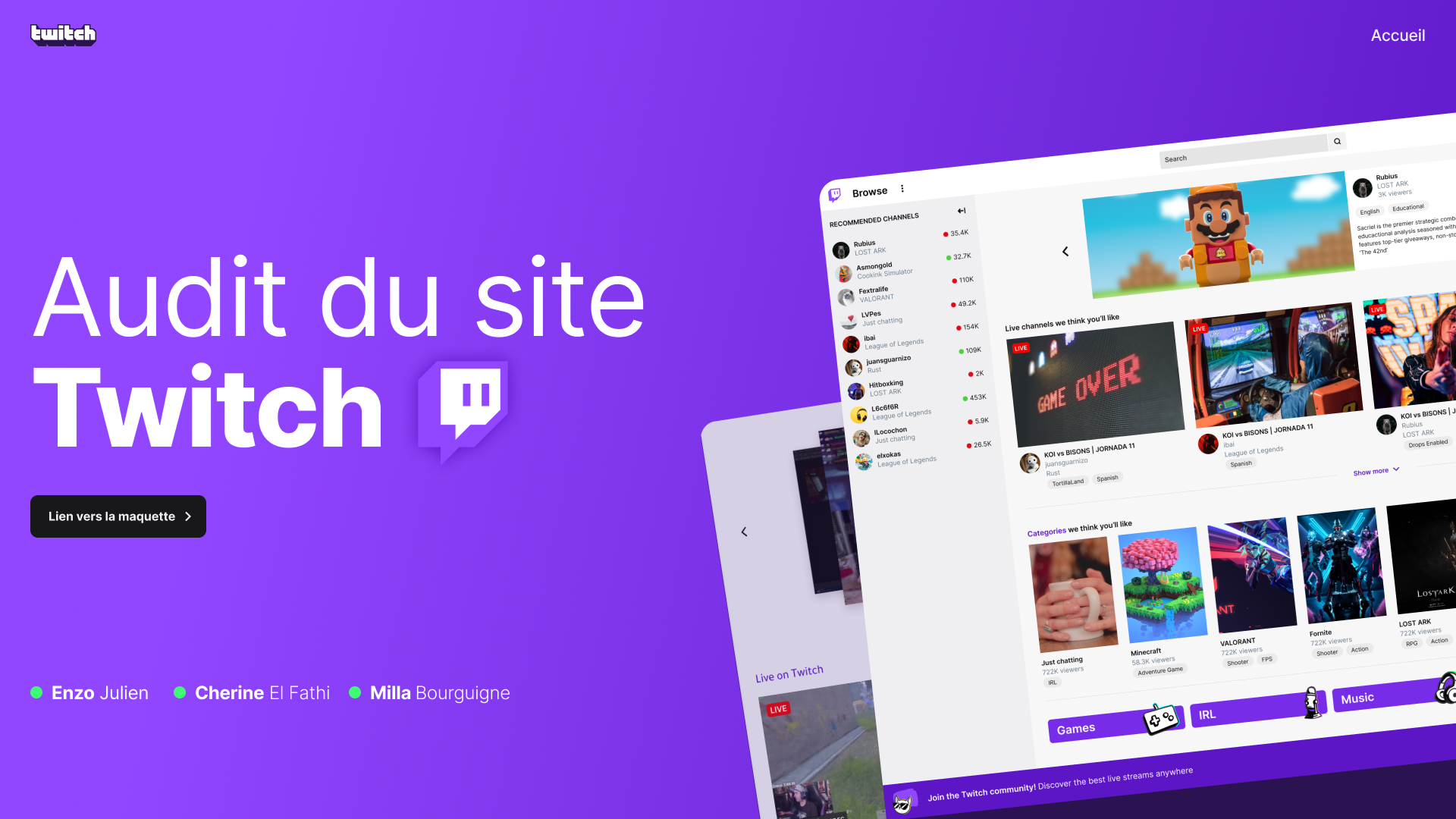 Audit UX Twitch — Redesign